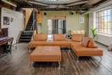 KAWOLA Sofa WIOLO Ecksofa Leder mit Hocker cognac
