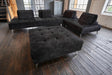 KAWOLA Sofa WIOLO Ecksofa velvet mit Hocker anthrazit