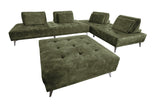 KAWOLA Sofa WIOLO Ecksofa velvet mit Hocker moosgrün