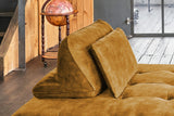 KAWOLA Sofa WIOLO Schlafsofa Daybed mit Hocker velvet cognac