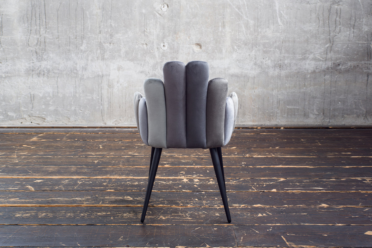 KAWOLA Stuhl FREJA Esszimmerstuhl Velvet grau Fuß schwarz
