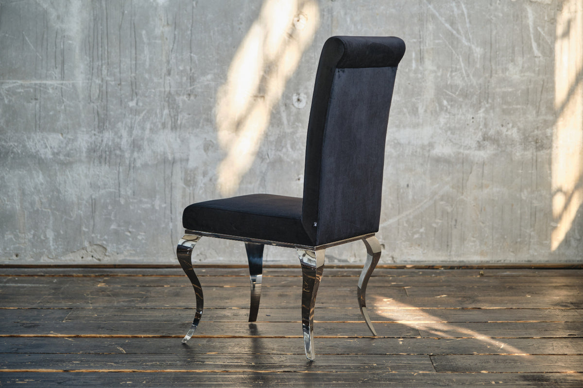 KAWOLA Stuhl LEIA Esszimmerstuhl Barock Velvet schwarz