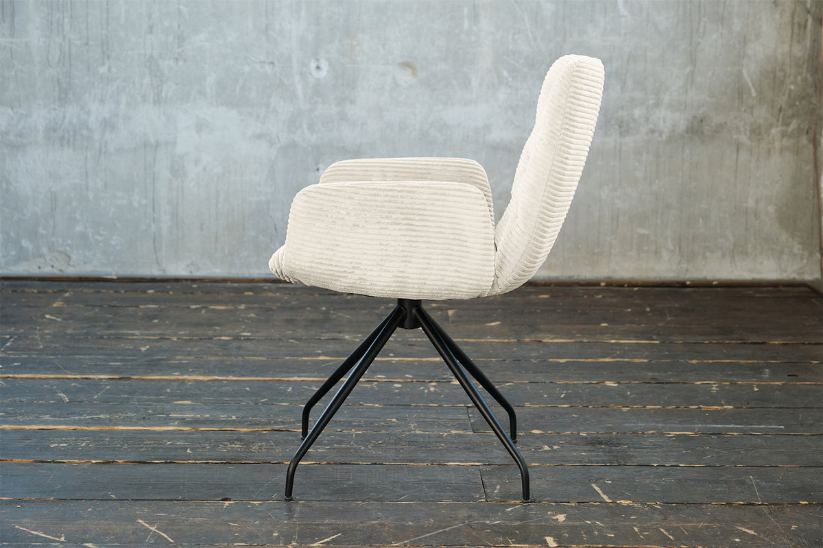KAWOLA Stuhl NEW CHARME Drehstuhl Esszimmersessel Cord cremeweiß
