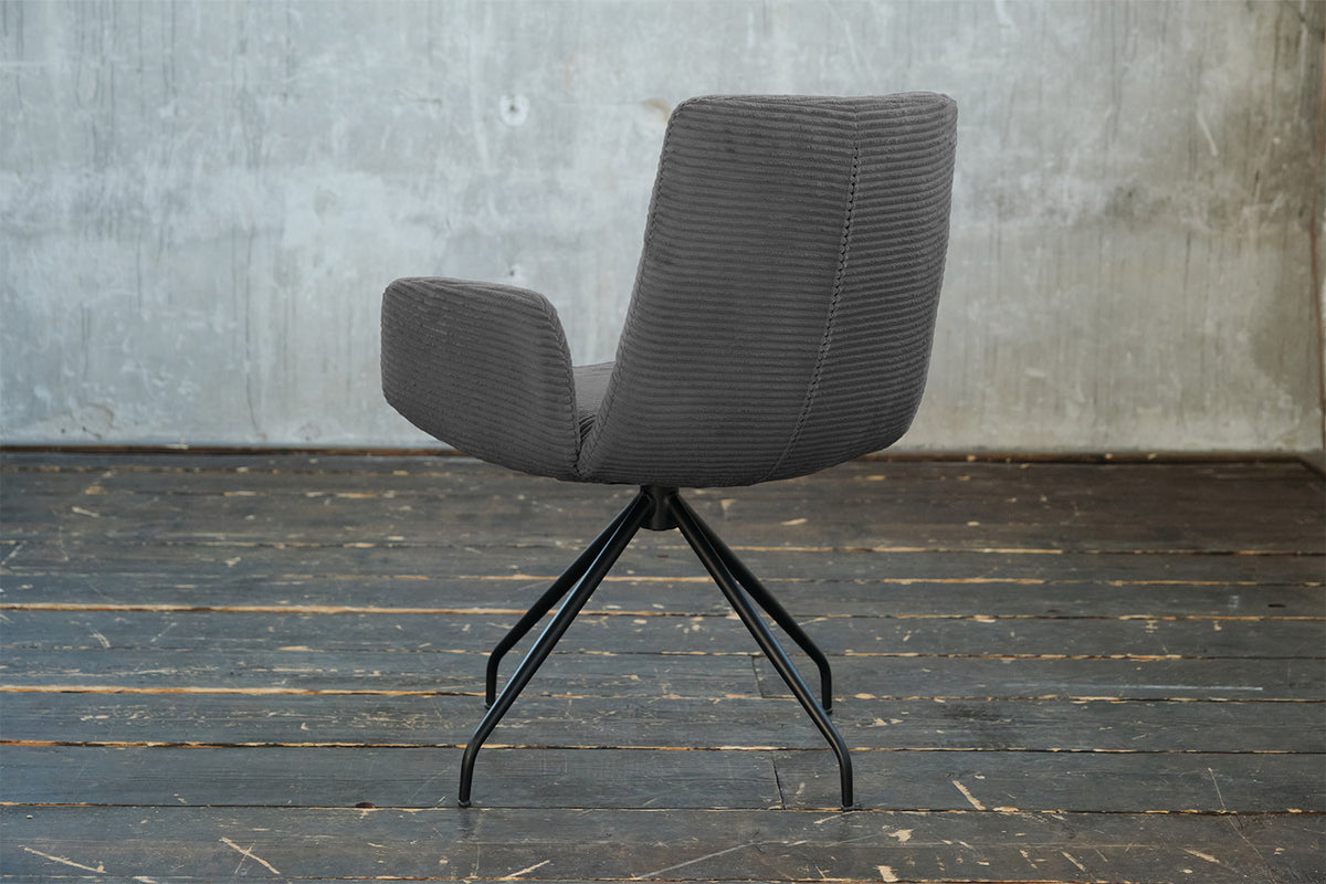 KAWOLA Stuhl NEW CHARME Drehstuhl Esszimmersessel Cord grau