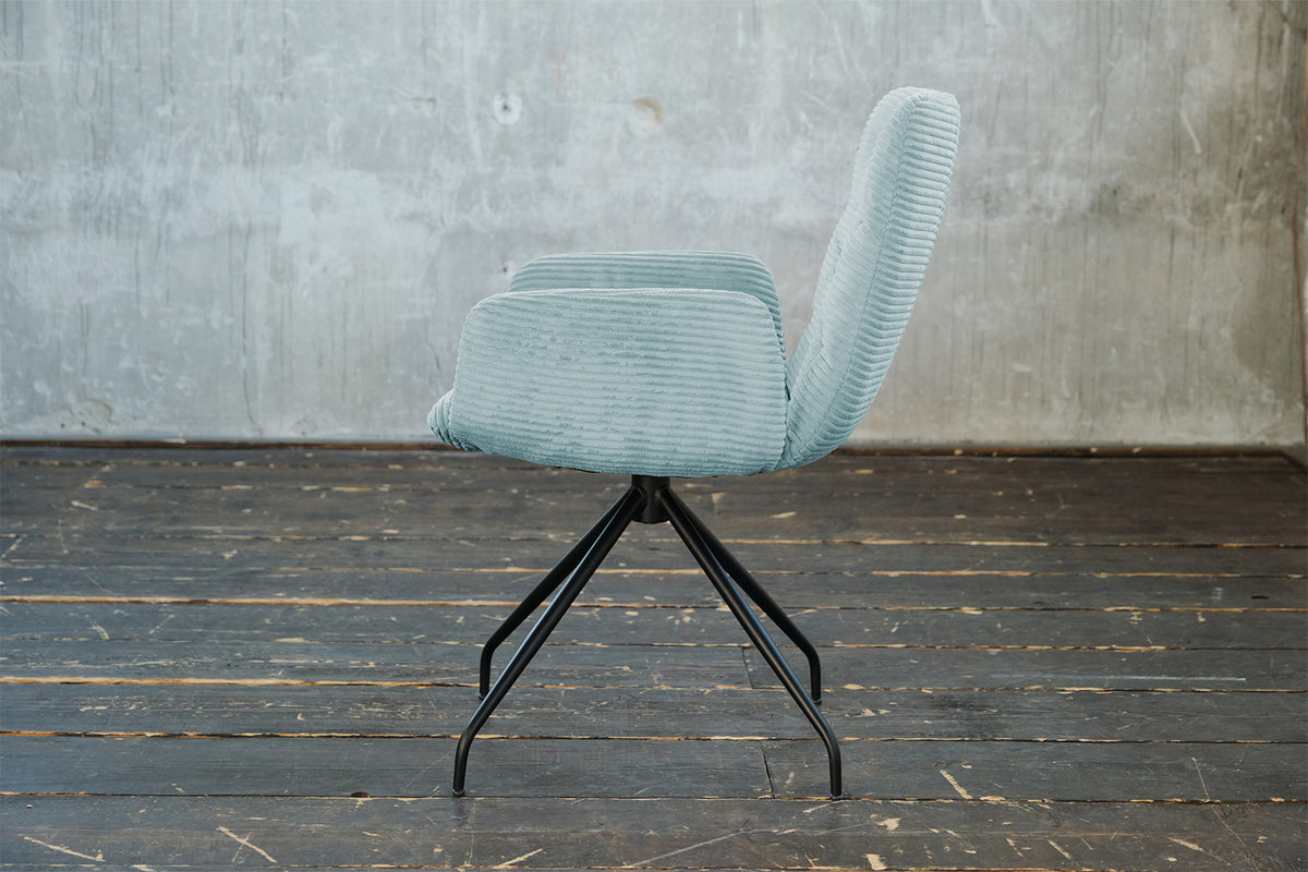 KAWOLA Stuhl NEW CHARME Drehstuhl Esszimmersessel Cord hellblau