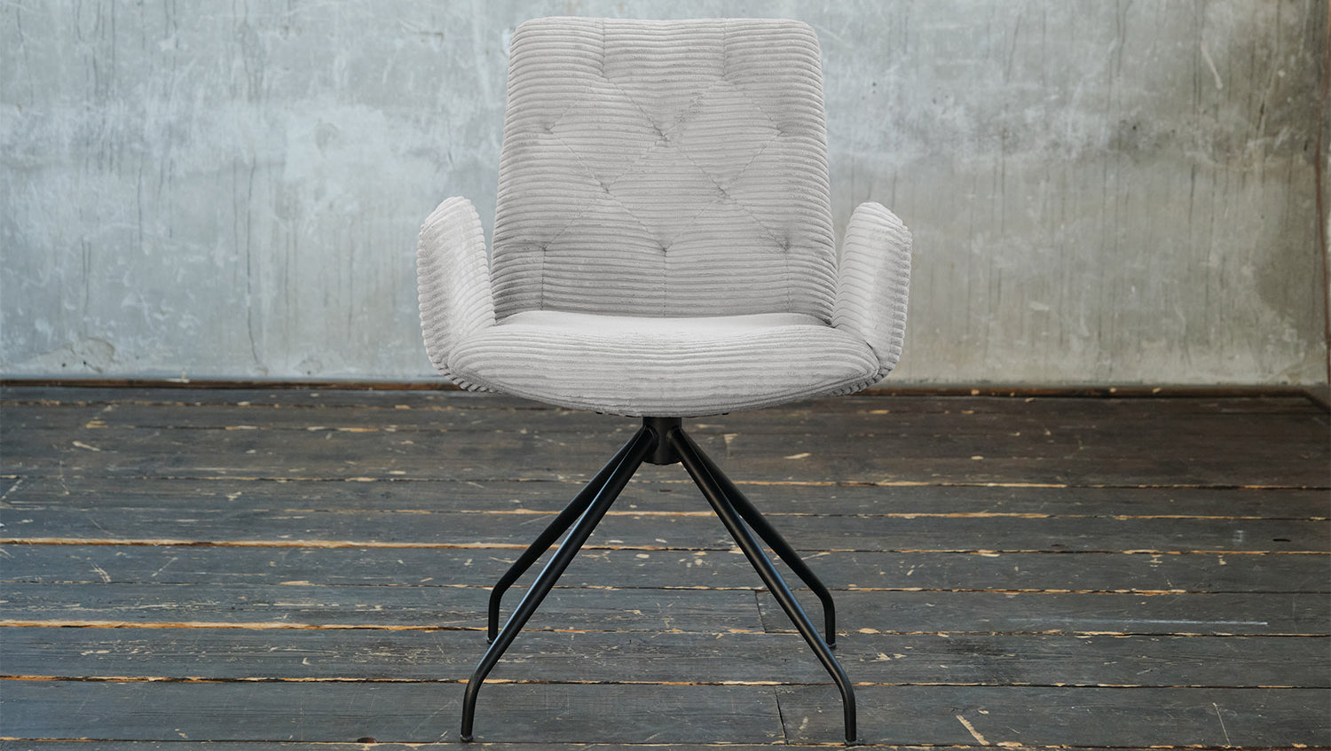 KAWOLA Stuhl NEW CHARME Drehstuhl Esszimmersessel Cord hellgrau