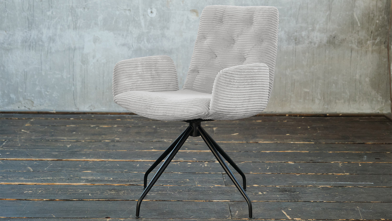 KAWOLA Stuhl NEW CHARME Drehstuhl Esszimmersessel Cord hellgrau
