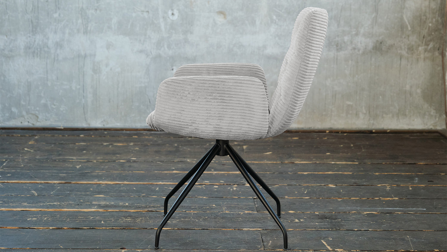 KAWOLA Stuhl NEW CHARME Drehstuhl Esszimmersessel Cord hellgrau