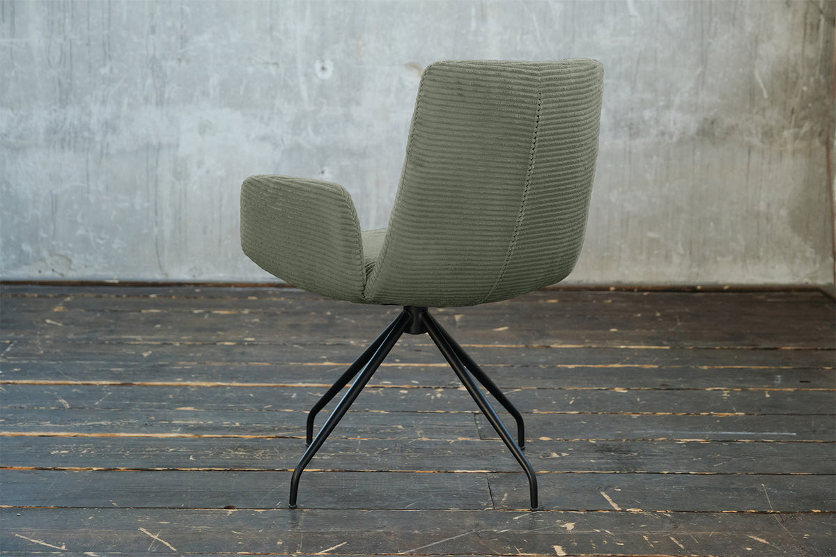 KAWOLA Stuhl NEW CHARME Drehstuhl Esszimmersessel Cord olivgrün