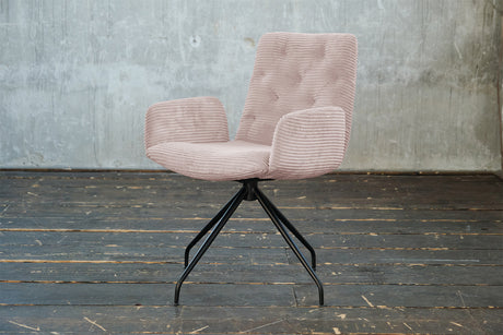 KAWOLA Stuhl NEW CHARME Drehstuhl Esszimmersessel Cord rosa