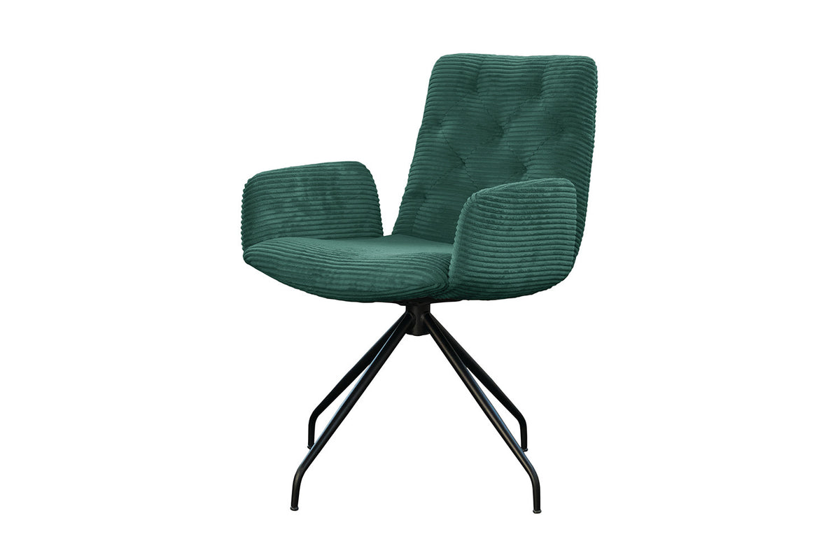 KAWOLA Stuhl NEW CHARME Drehstuhl Esszimmersessel Cord smaragd