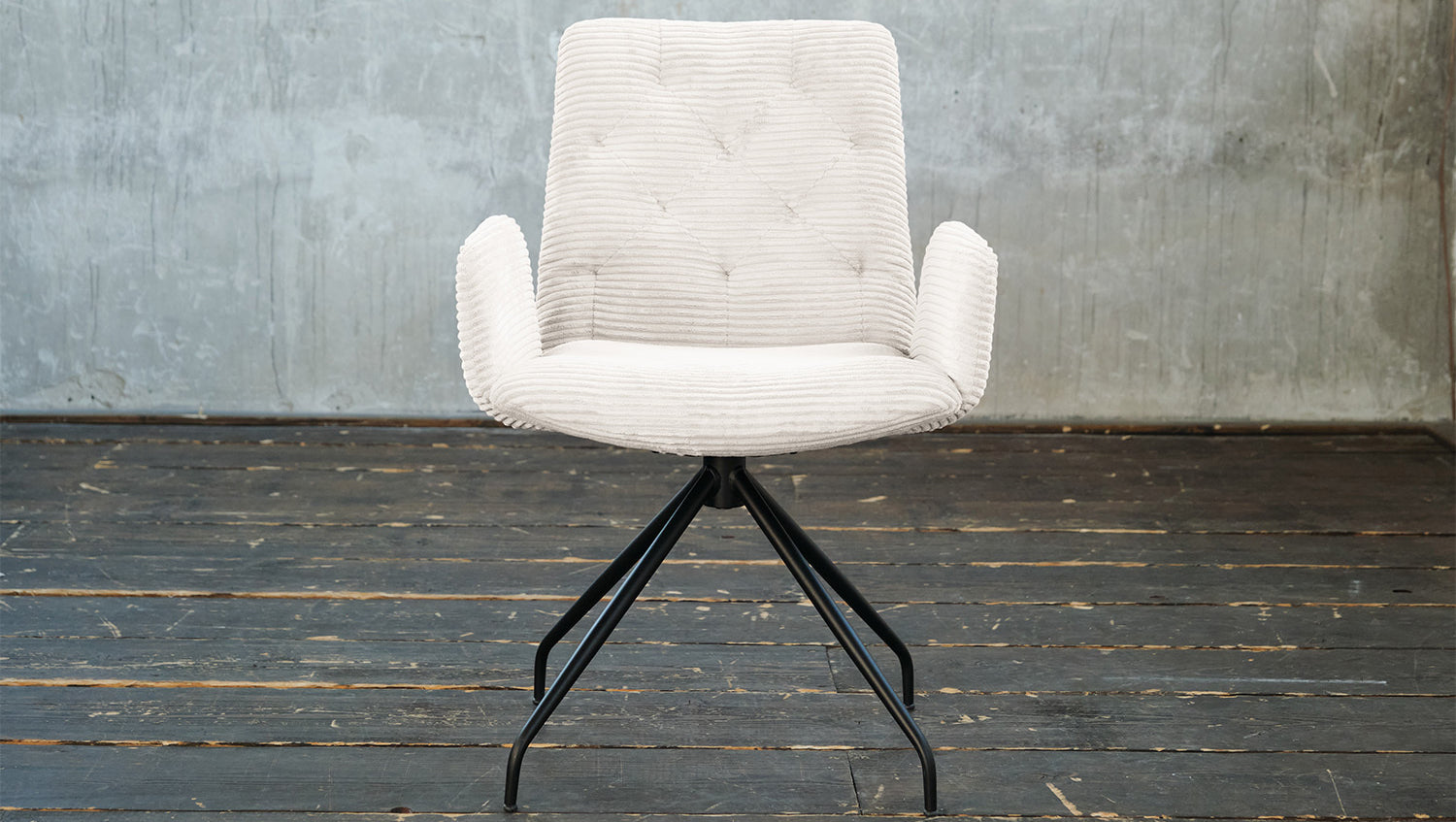 KAWOLA Stuhl NEW CHARME Drehstuhl Esszimmersessel Cord weiß