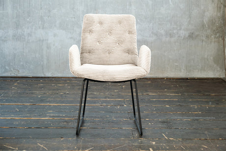 KAWOLA Stuhl NEW CHARME Esszimmersessel Cord cremeweiß