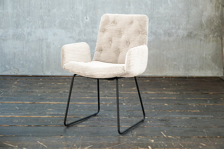KAWOLA Stuhl NEW CHARME Esszimmersessel Cord cremeweiß