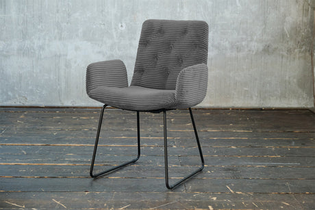 KAWOLA Stuhl NEW CHARME Esszimmersessel Cord grau
