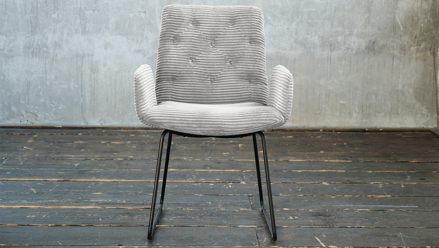KAWOLA Stuhl NEW CHARME Esszimmersessel Cord hellgrau