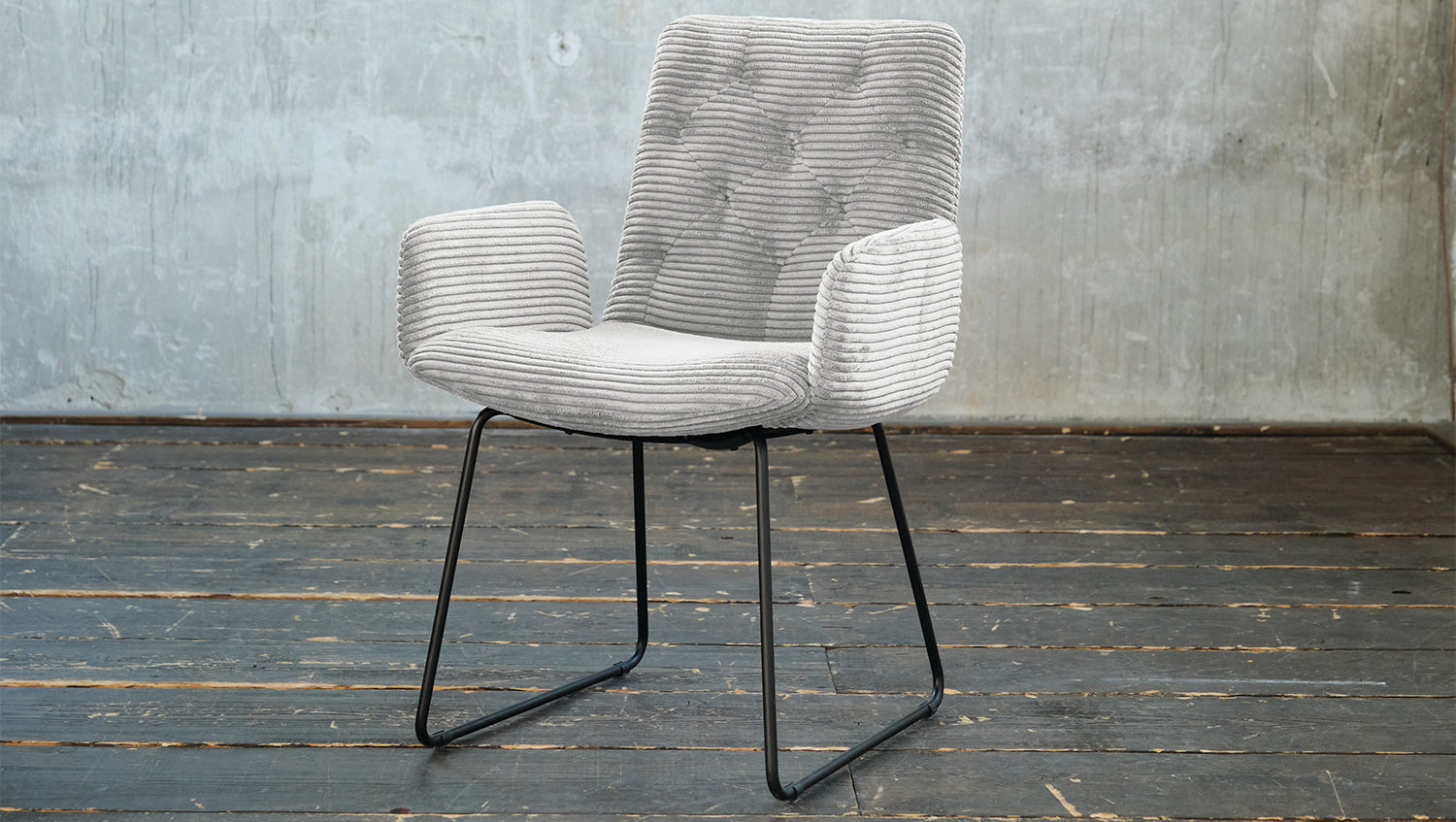 KAWOLA Stuhl NEW CHARME Esszimmersessel Cord hellgrau