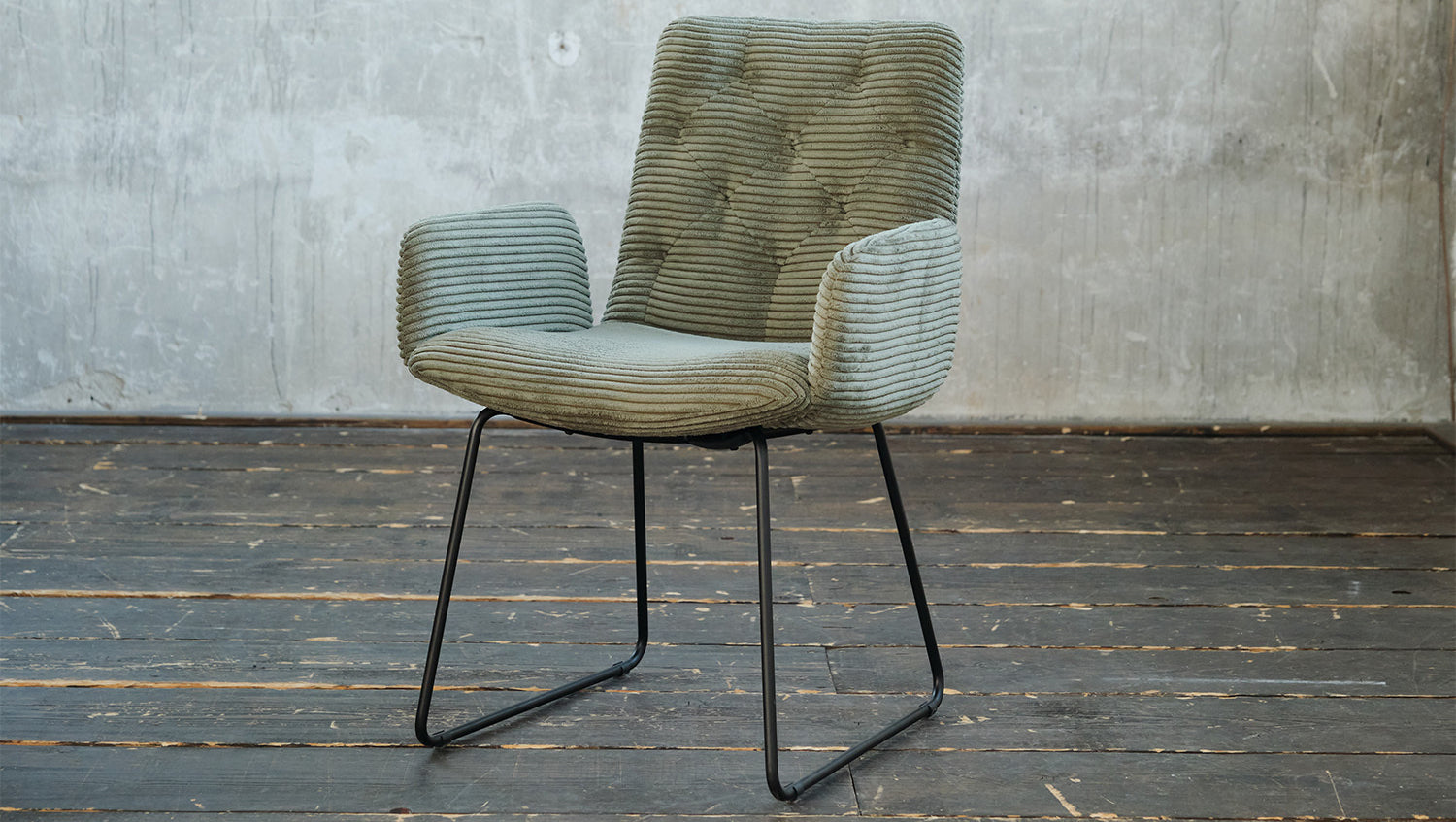 KAWOLA Stuhl NEW CHARME Esszimmersessel Cord olivgrün