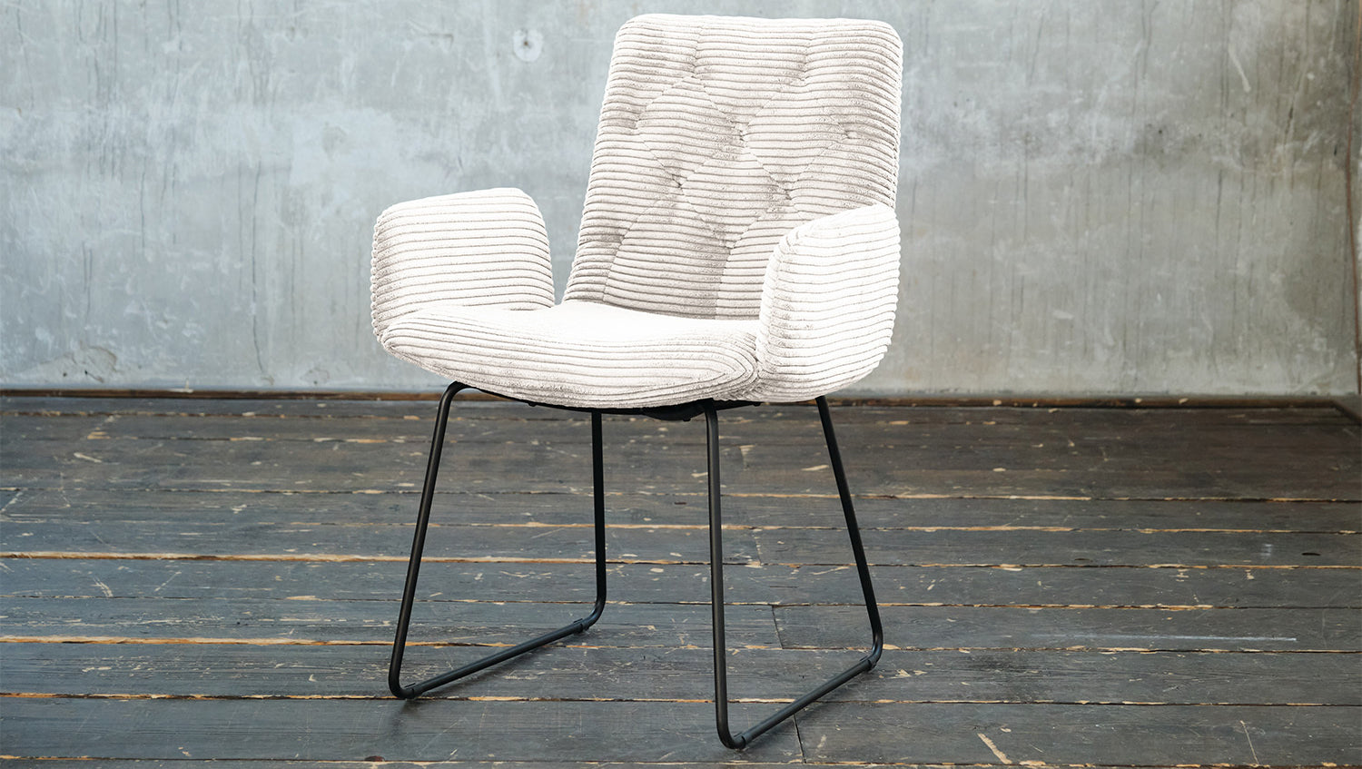 KAWOLA Stuhl NEW CHARME Esszimmersessel Cord weiß