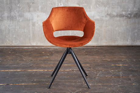 KAWOLA Stuhl ZAJA Esszimmerstuhl Velvet drehbar cognac