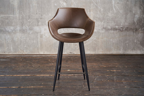 KAWOLA Thekenhocker ZAJA Barstuhl Sitzhöhe 65 cm Kunstleder dunkelbraun