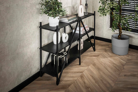 KAWOLA Wandregal PEARA 130 cm MDF-Holz schwarz 3 Stufig