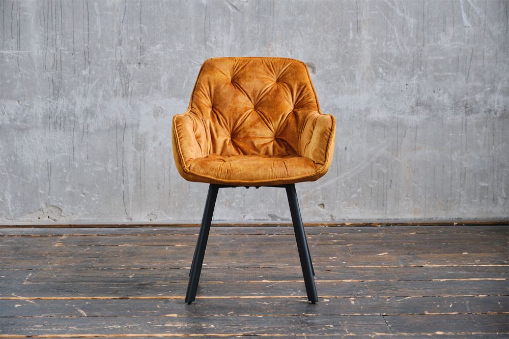 2.ª oportunidad Silla KAWOLA Silla de comedor XINA Terciopelo coñac