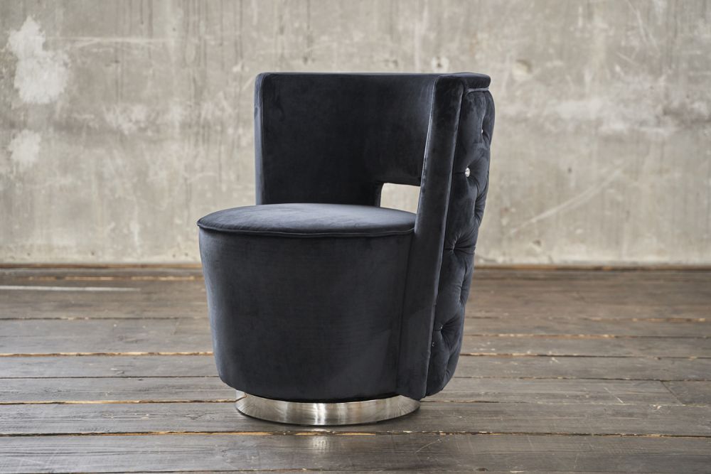 Sillón KAWOLA SENSO tejido Terciopelo negro