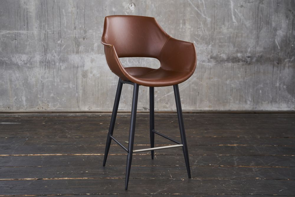2.ª oportunidad KAWOLA taburete de bar ZAJA taburete de bar altura del asiento 76 cm imitación cuero coñac