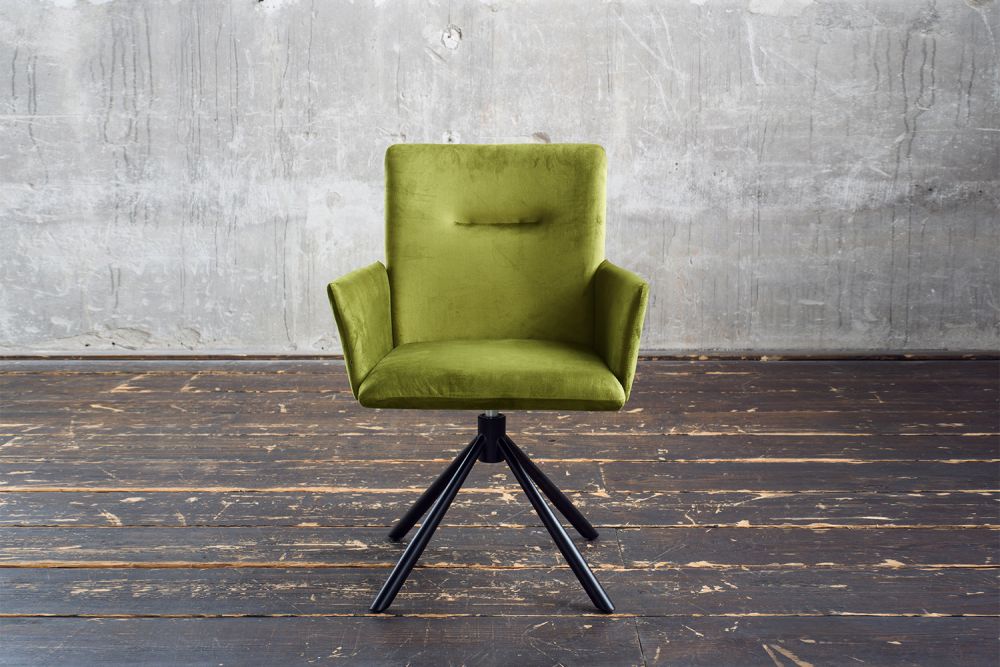KAWOLA silla de comedor KYRA silla giratoria Terciopelo verde