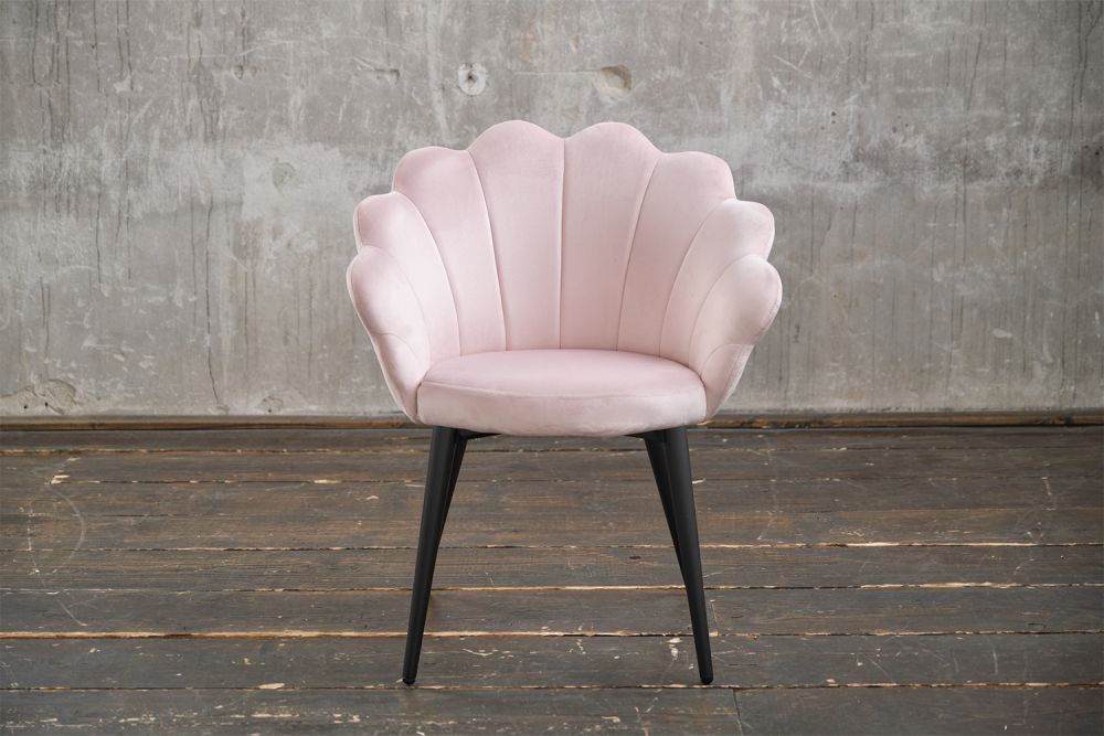 B-Ware_KAWOLA Silla de comedor CARLA Terciopelo rosa pié negro