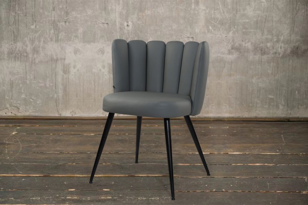 KAWOLA JADA silla de comedor de piel sintética gris