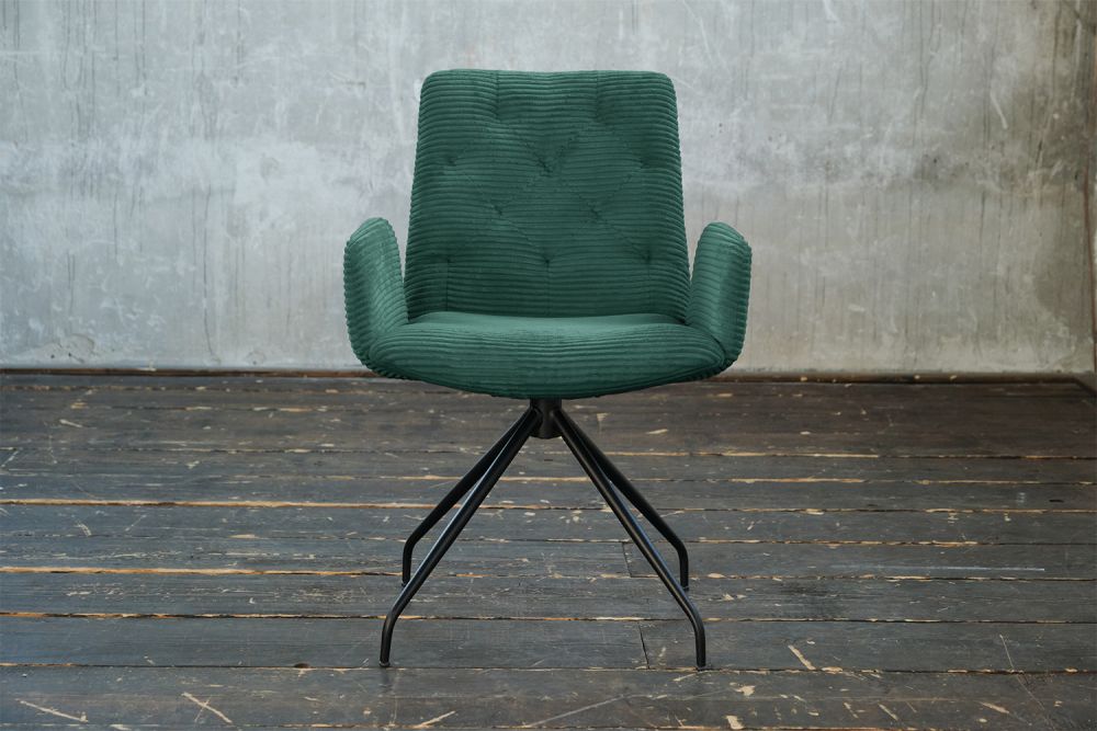KAWOLA silla NEW CHARME silla giratoria silla de comedor pana esmeralda