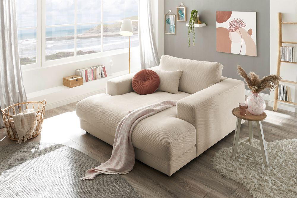 KAWOLA Chaise longue MADELINE pana fina beige
