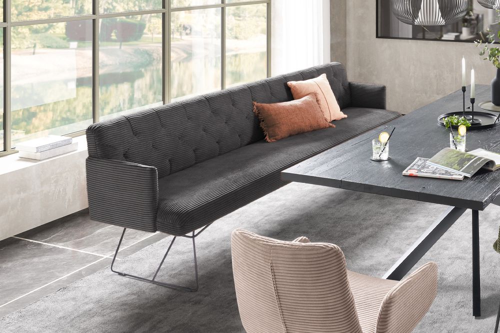 Banco de comedor KAWOLA CHARME Gris pana