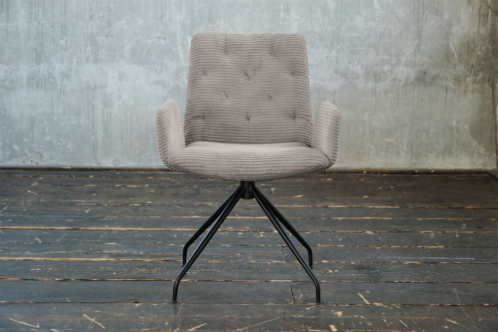 KAWOLA silla NEW CHARME silla giratoria silla de comedor pana piedra gris