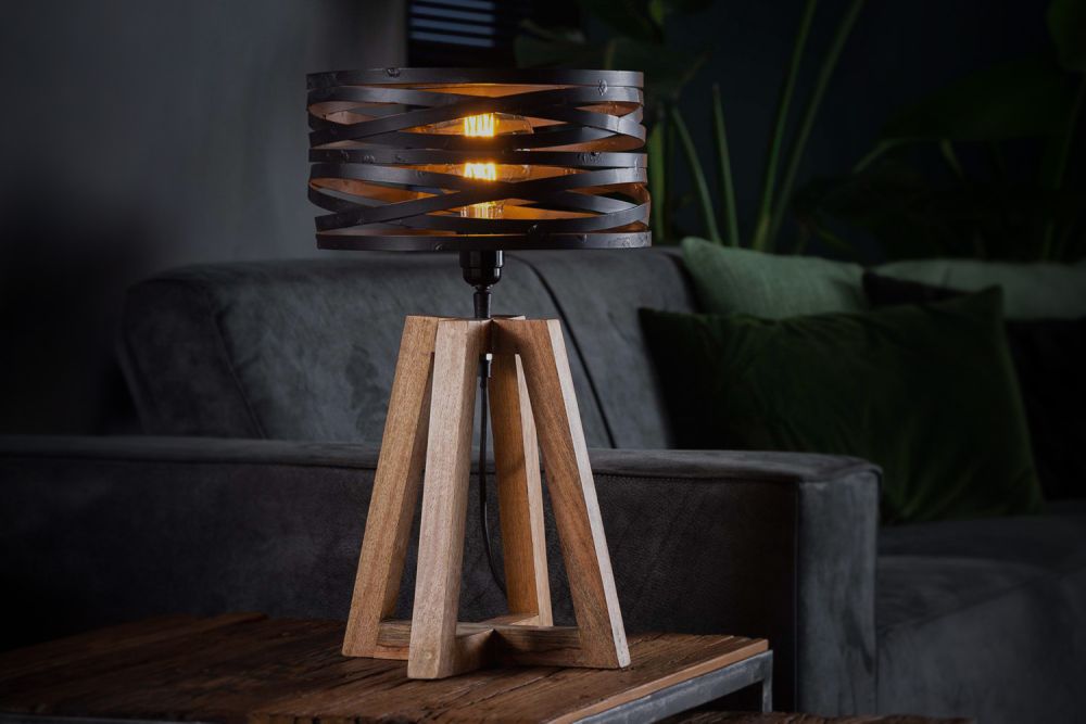 Lámpara de mesa KAWOLA Lámpara de mesa DALIAN madera/metal negro