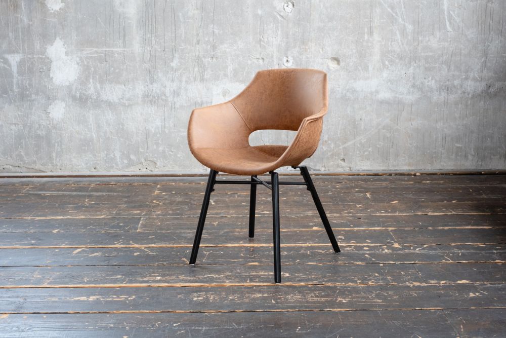 Silla KAWOLA Silla de comedor ZAJA microfibra coñac