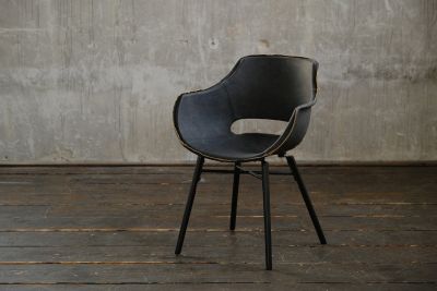 KAWOLA silla ZAJA Exclusiva silla de comedor de cuero genuino negro