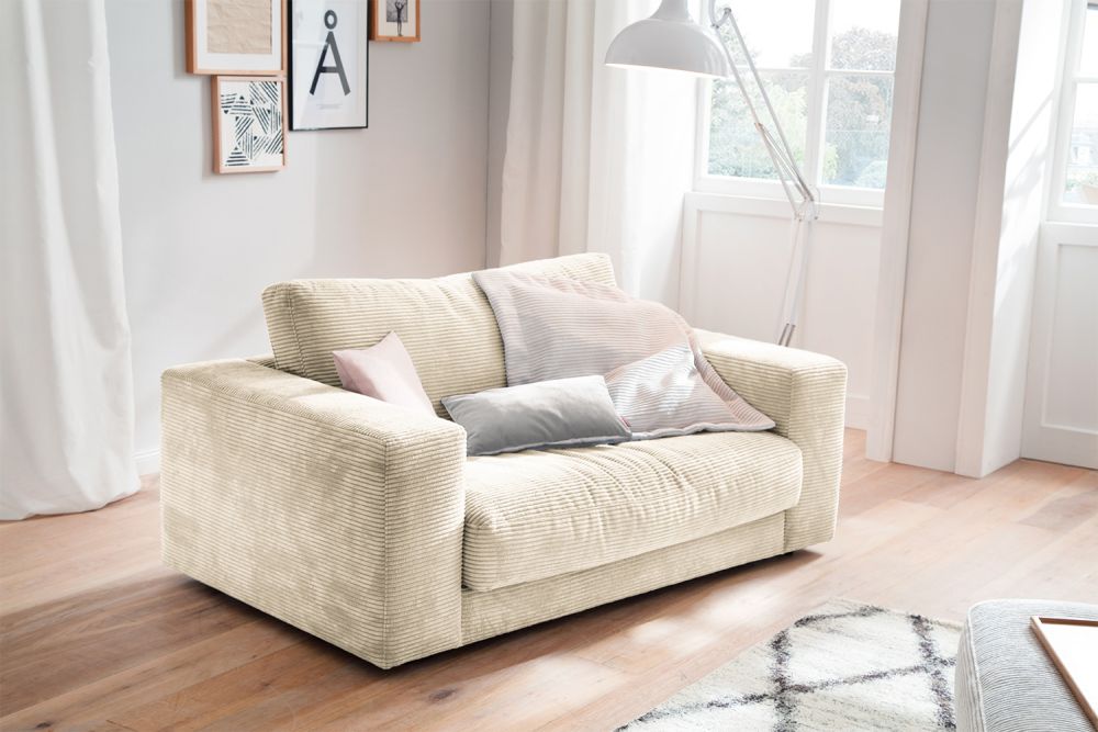 KAWOLA sillón doble MADELINE Loveseat Pana crema blanco