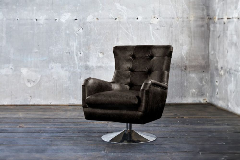 KAWOLA sillón Relexa cuero negro A/A/P: 69x77x95cm