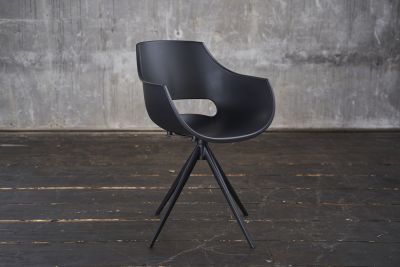 KAWOLA ZAJA silla de comedor de plástico giratoria negra