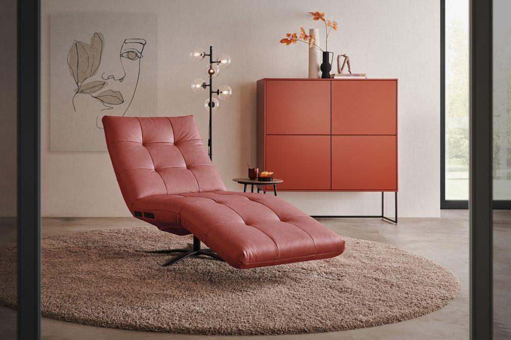 KAWOLA Sillón de descanso LETICIA cuero motorizado rojo
