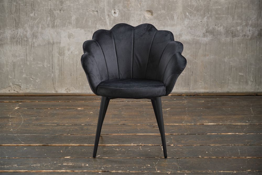 2.ª oportunidad KAWOLA silla CARLA silla de comedor Terciopelo negro pié negro