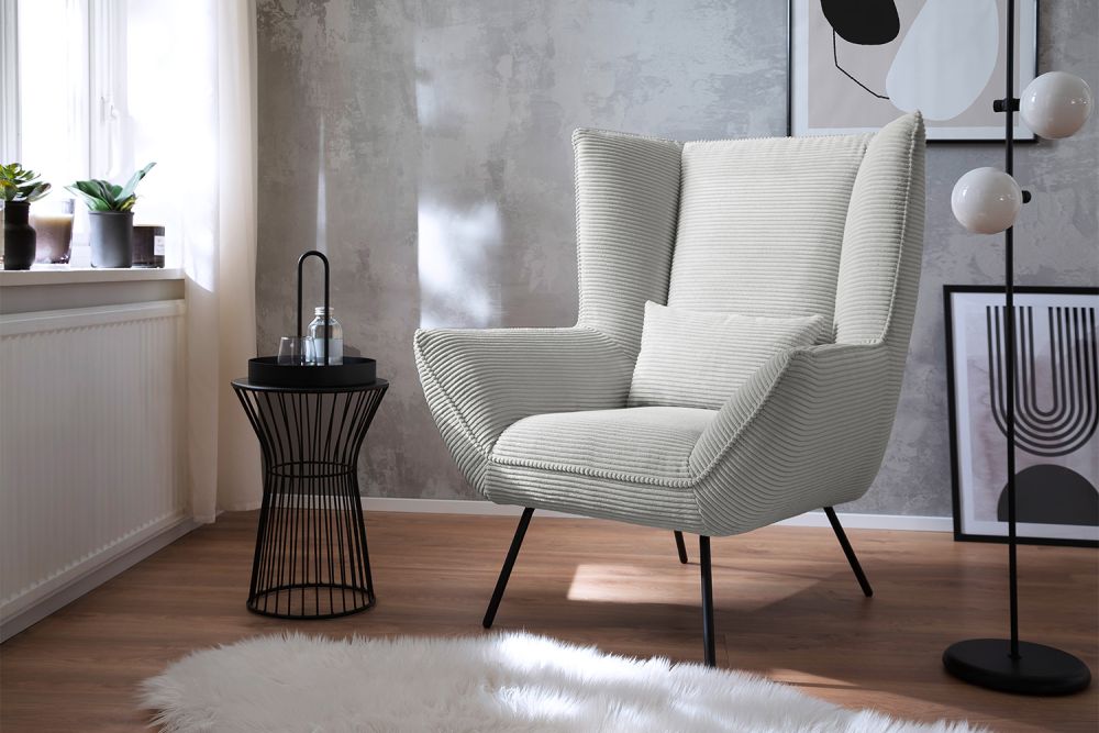 KAWOLA sillón IVA reclinable pana gris claro