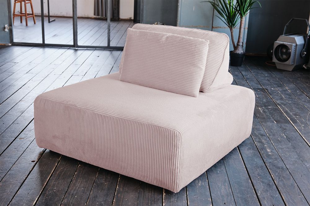 KAWOLA taburete WIOLO SOFT taburete tapizado con respaldo cojín pana rosa