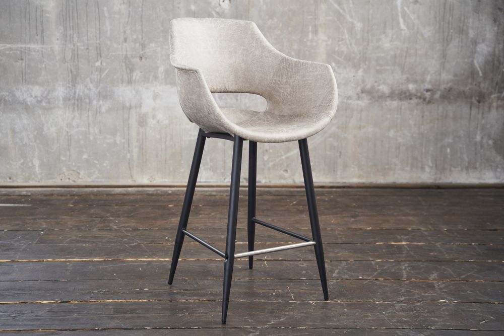 KAWOLA taburete de bar ZAJA taburete de bar altura del asiento 76 cm microfibra crema blanco