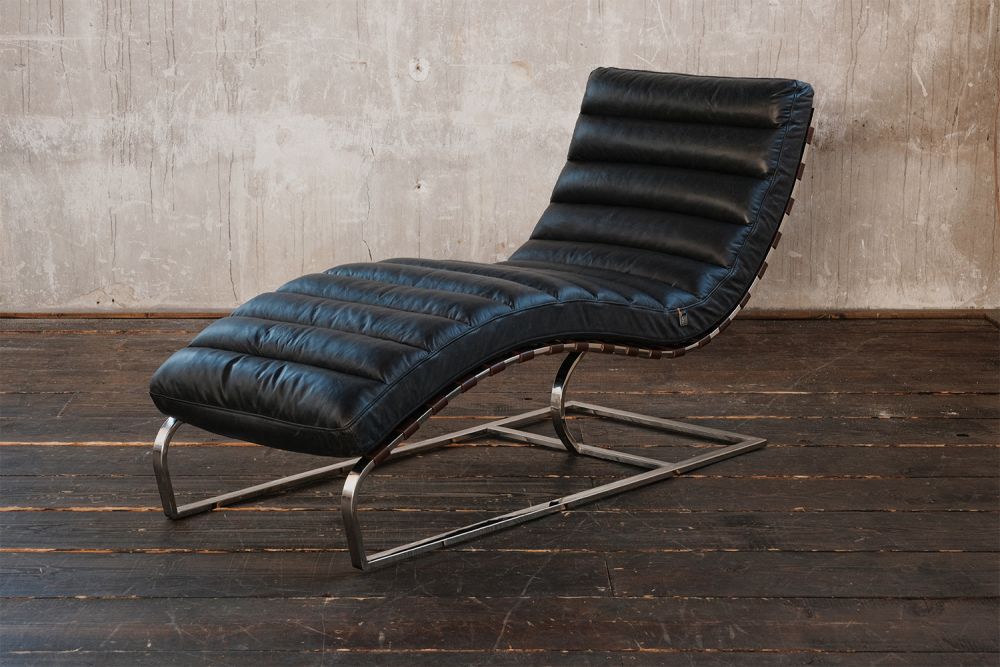 KAWOLA sillón reclinable SIRY tumbona tapizada cuero negro