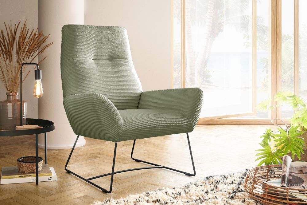 Sillón KAWOLA BISA Cord verde oliva