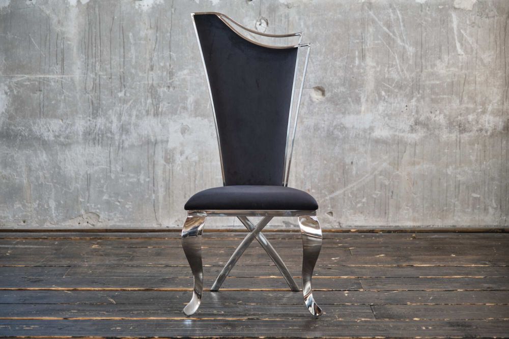 2.ª oportunidad Silla KAWOLA Silla de comedor AMALIA terciopelo barroco negro